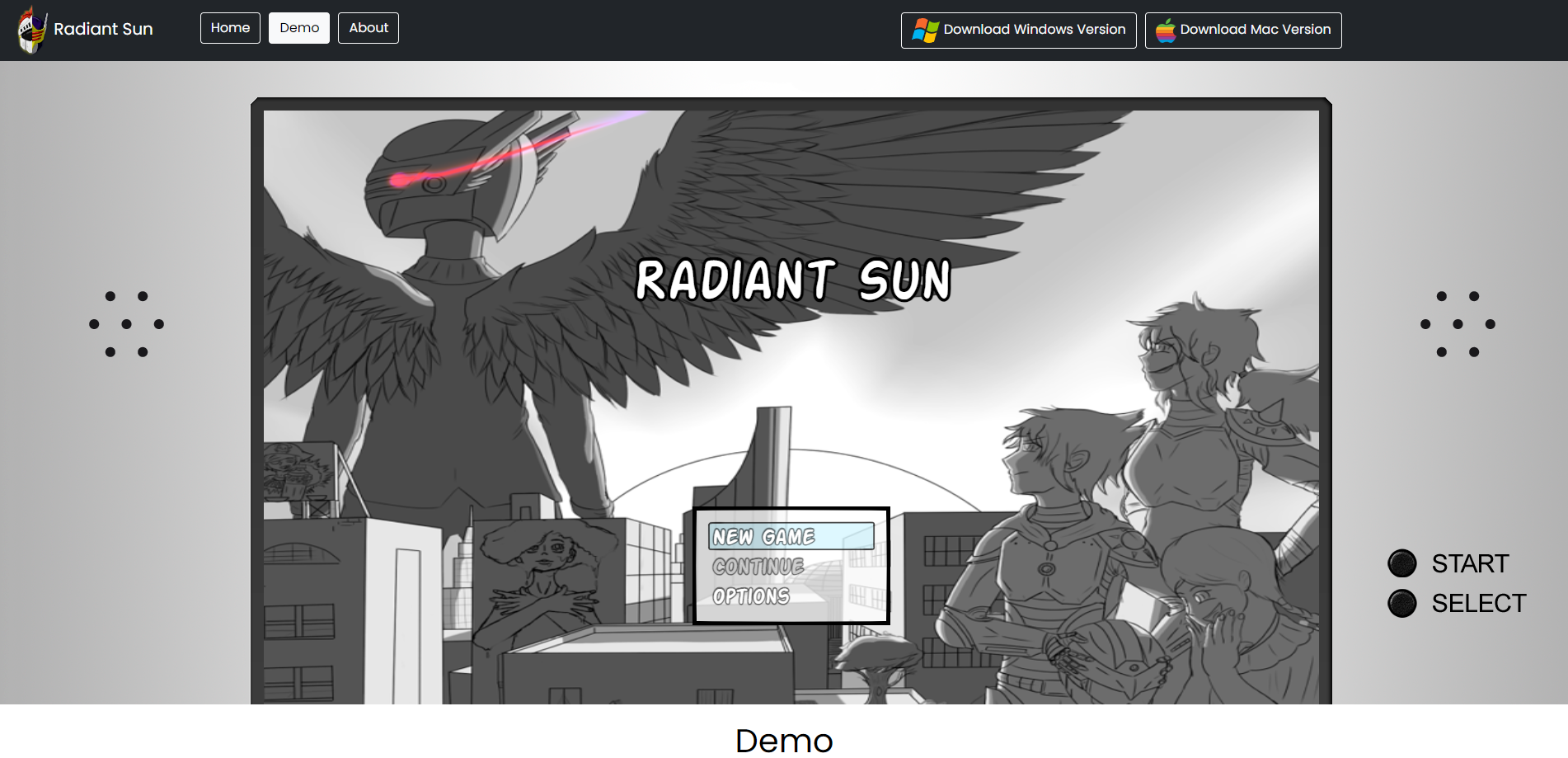 Demo page of the Silver Sun website